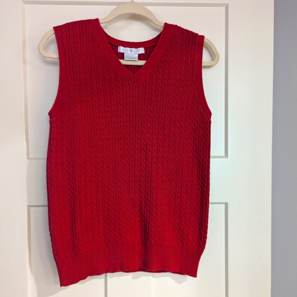 ❤️Red Cable Knit Sweater Vest Nike Golf Women's medium 100% cotton ❤️